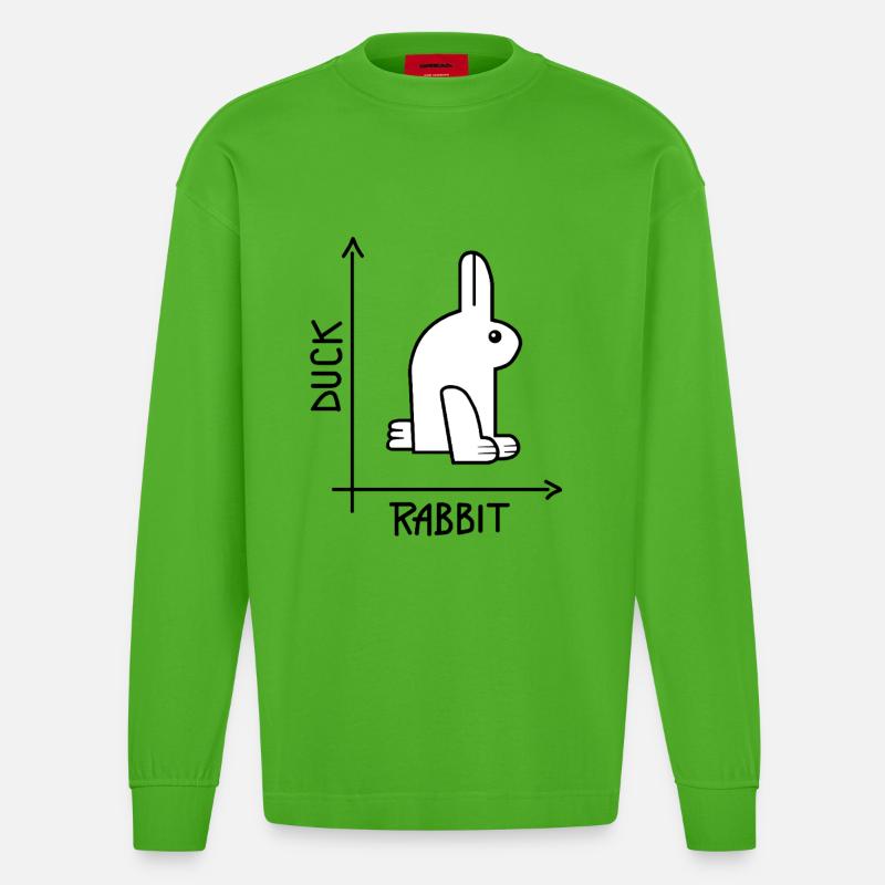 Ente oder Kaninchen Optische Täuschung - Heavyweight Oversized Organic Langarmshirt Made in EU - Apple Neon