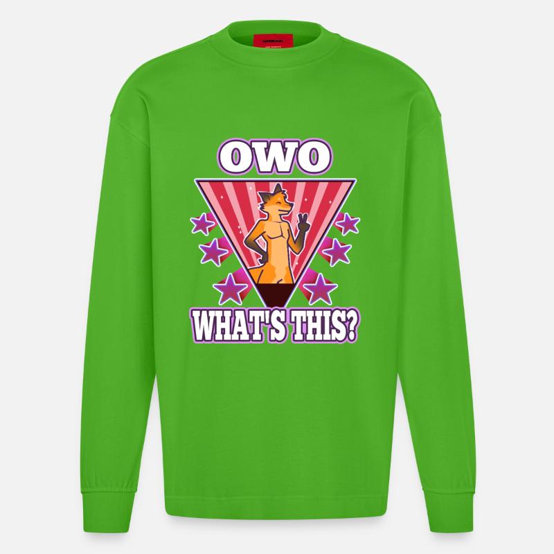 OwO Qu’est-ce que c’est ? - Manches longues bio épais oversize fabriqué en UE - Apple Neon