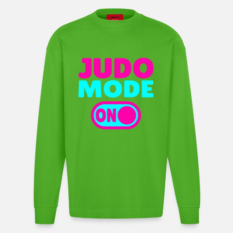 Judo Mode ON – Stärke, Disziplin & Kampfgeist - Heavyweight Oversized Organic Langarmshirt Made in EU - Apple Neon