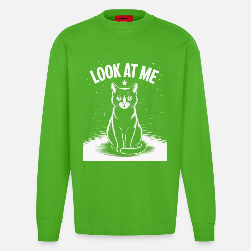 Regarde-moi - Ciel étoilé de chat - Manches longues bio épais oversize fabriqué en UE - Apple Neon