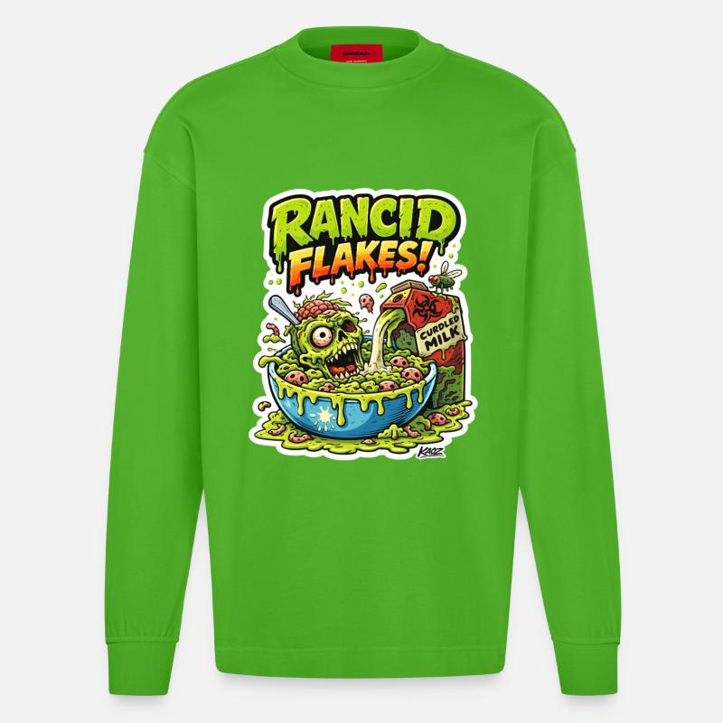 Ekelhaftes Schädelflockenmonster - Heavyweight Oversized Organic Langarmshirt Made in EU - Apple Neon