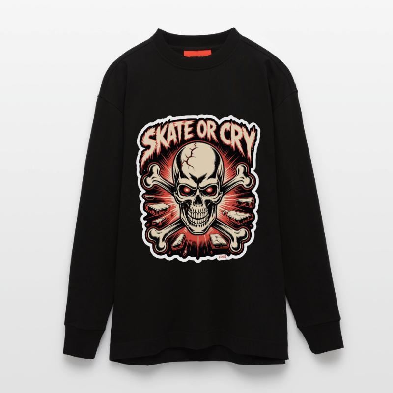 Skate- oder Cry-Skull-Tee-Design Heavyweight Oversized Organic Langarmshirt Made in EU