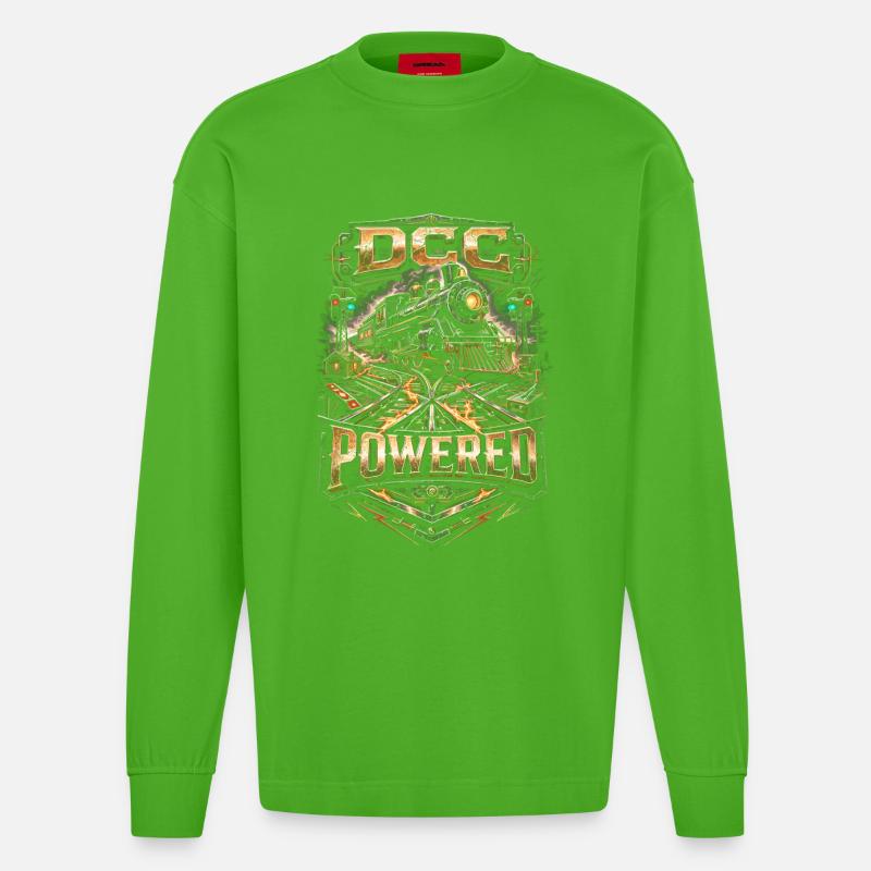 Modelleisenbahn Eisenbahn DCC Powered - Heavyweight Oversized Organic Langarmshirt Made in EU - Apple Neon