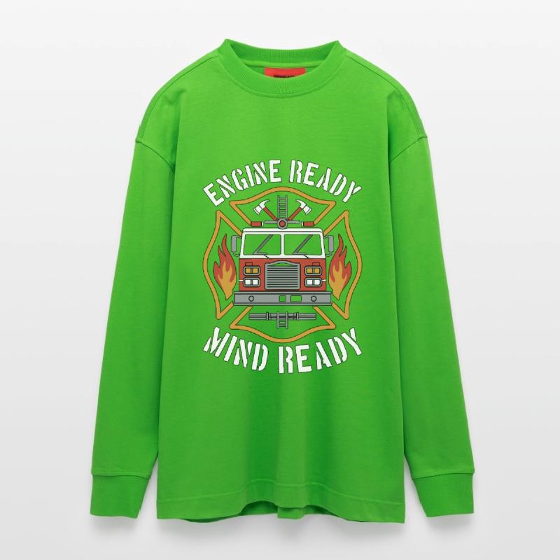 Fire Engineer Engine Ready Mind Ready Firefighting Manches longues bio épais oversize fabriqué en UE
