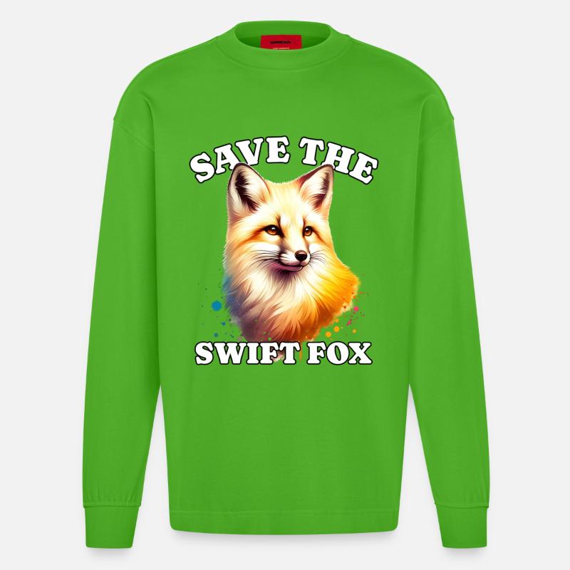 Swiftfuchs Save Swift Fox - Heavyweight Oversized Organic Langarmshirt Made in EU - Apple Neon