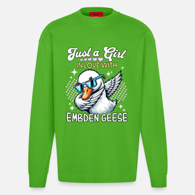 Emdengans Mädchen Embden Goose - Heavyweight Oversized Organic Langarmshirt Made in EU - Apple Neon