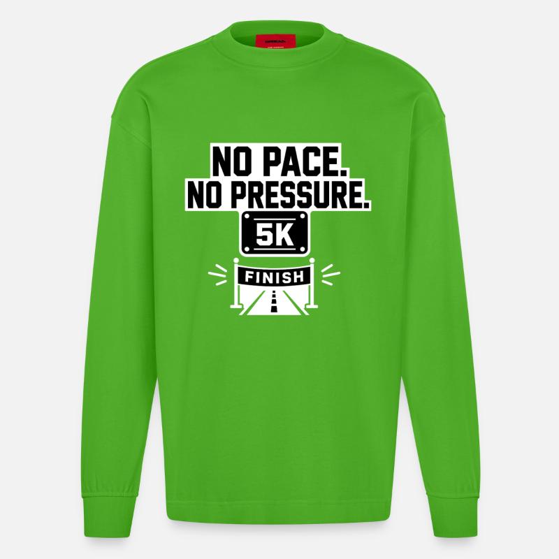 No Pace 5K - Heavyweight Oversized Organic Langarmshirt Made in EU - Apple Neon