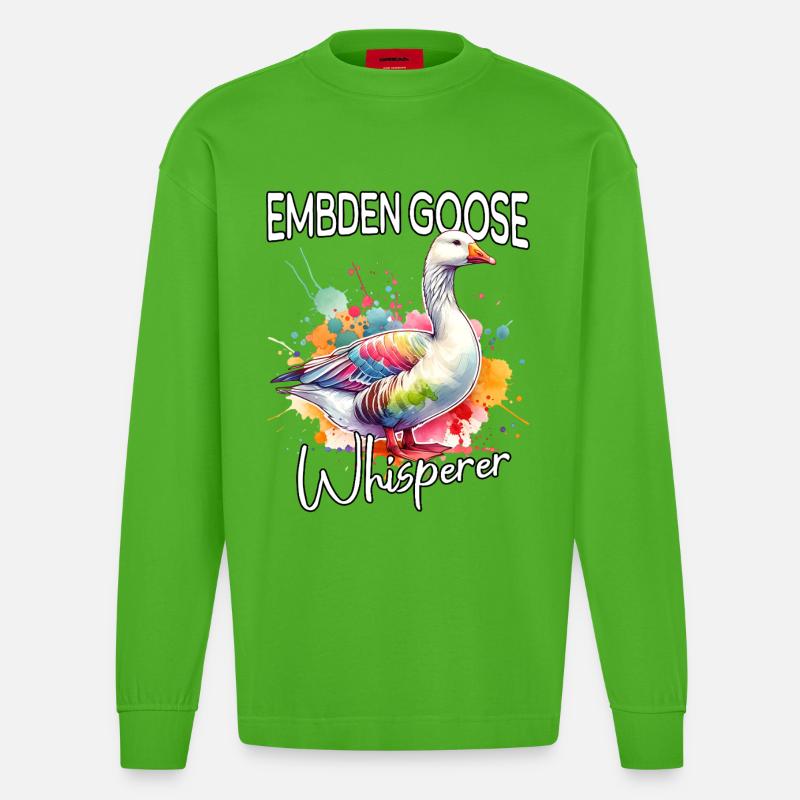 Emdengans Flüsterer - Heavyweight Oversized Organic Langarmshirt Made in EU - Apple Neon