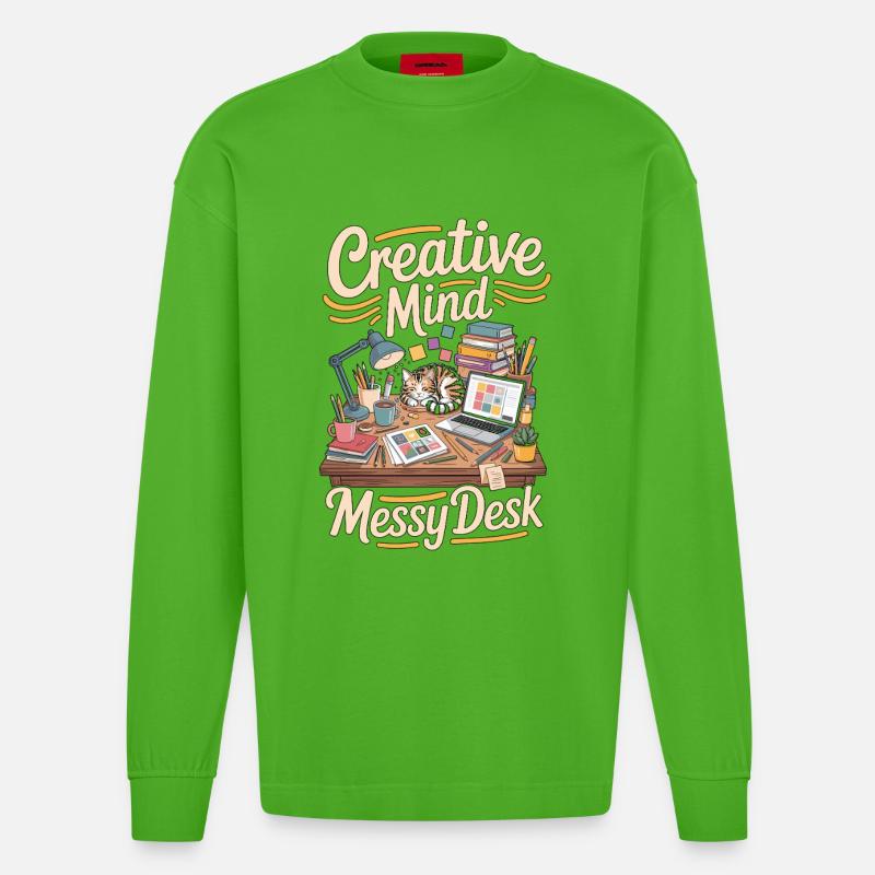 Graphic Designer Creative Mind Visual Designer - Heavyweight Oversized Organic Longsleeve Shirt Made in EU - Apple Neon