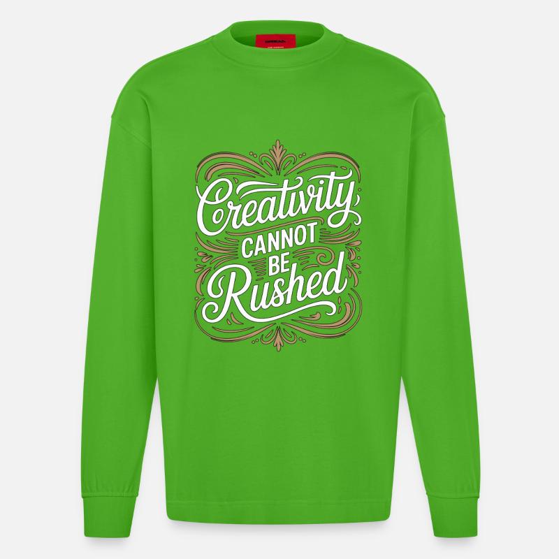 Graphic Designer Creativity Cannot Visual Artist - Heavyweight Oversized Organic Langarmshirt Made in EU - Apple Neon