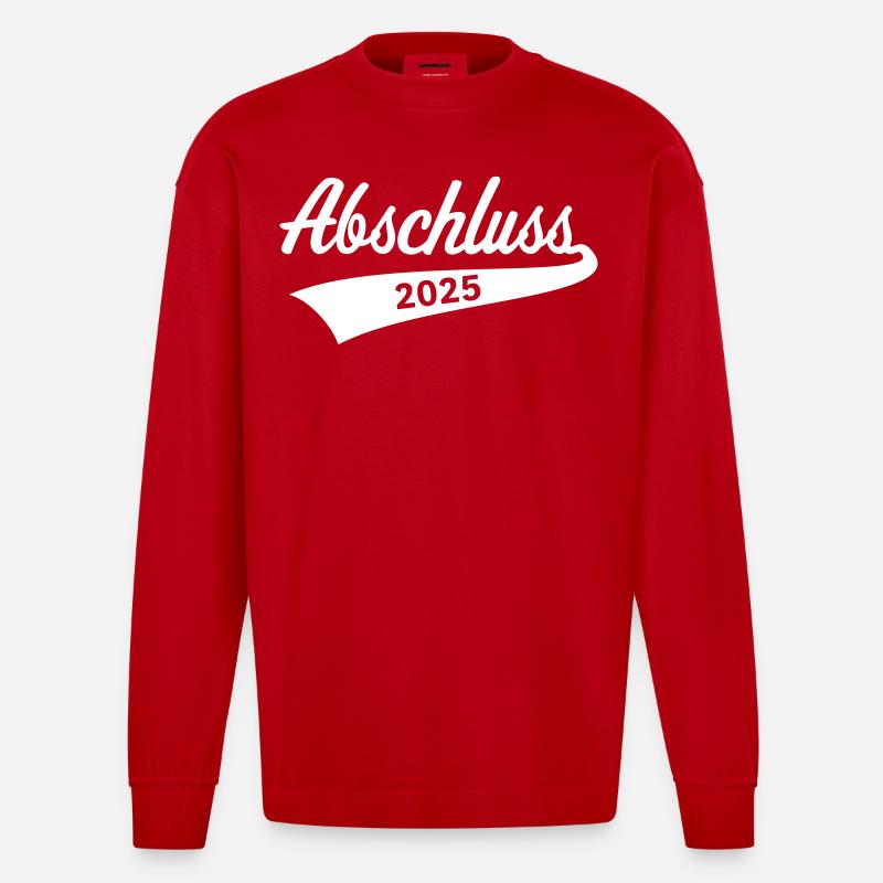 Abschluss 2025 (Schulabschluss / White) - Heavyweight Oversized Organic Langarmshirt Made in EU - Rot