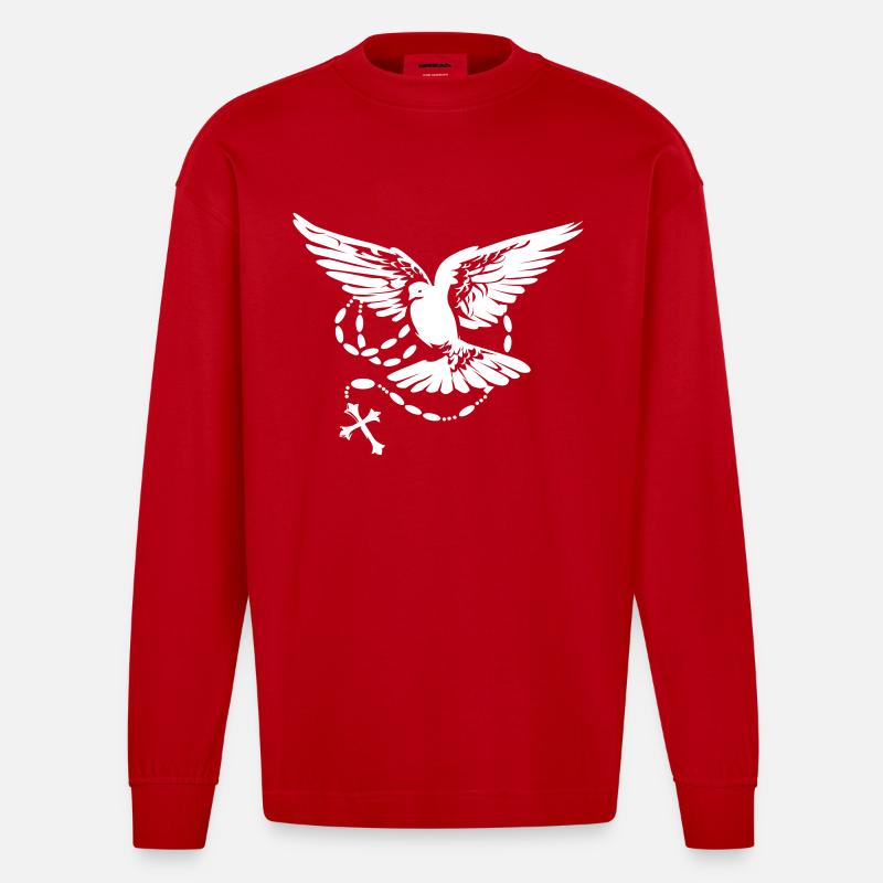 taube heiliger geist - Heavyweight Oversized Organic Langarmshirt Made in EU - Rot