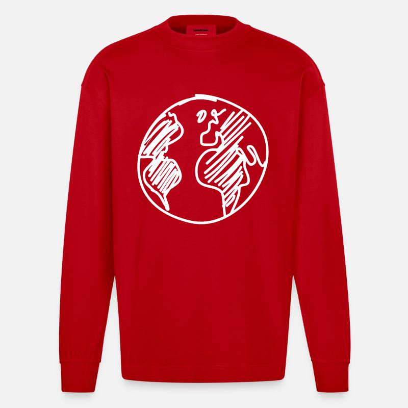 globe - Manches longues bio épais oversize fabriqué en UE - rouge