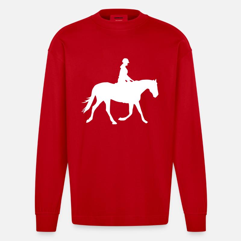 Cavalier Cheval - Manches longues bio épais oversize fabriqué en UE - rouge