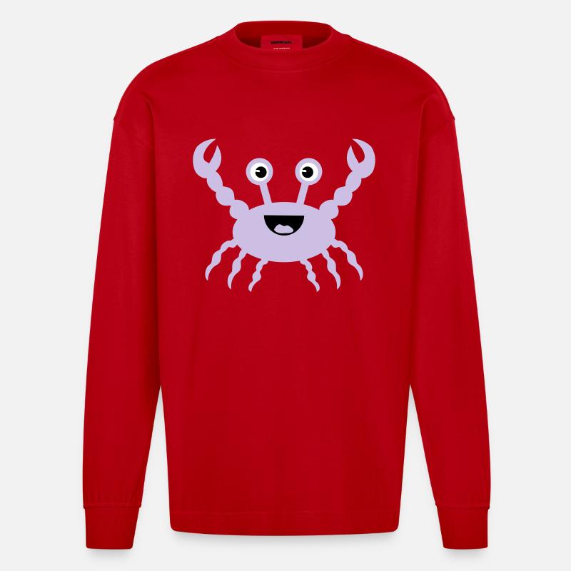 Crab - Heavyweight Oversized Organic Longsleeve Shirt Made in EU - red