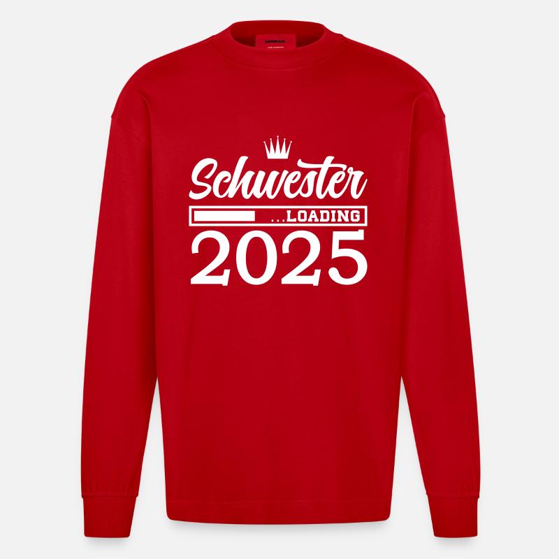 Schwester 2025 Loading - Heavyweight Oversized Organic Langarmshirt Made in EU - Rot