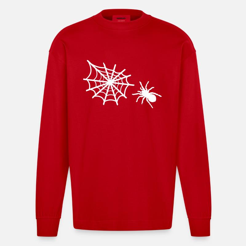 spinne spinnennetz - Heavyweight Oversized Organic Langarmshirt Made in EU - Rot