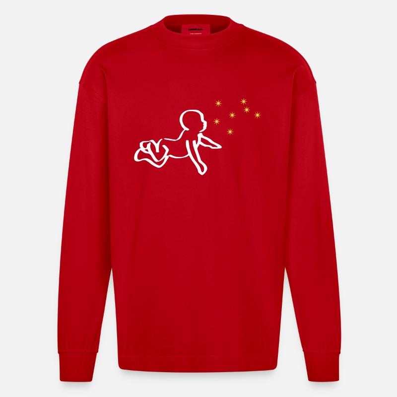 ReNaissance bébé blanc Phoenix jaune - Manches longues bio épais oversize fabriqué en UE - rouge
