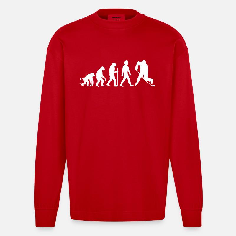 Évolution du hockey - Manches longues bio épais oversize fabriqué en UE - rouge