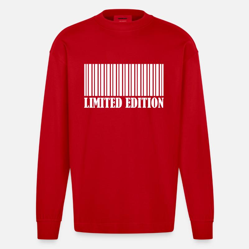Code-barres édition limitée - Manches longues bio épais oversize fabriqué en UE - rouge