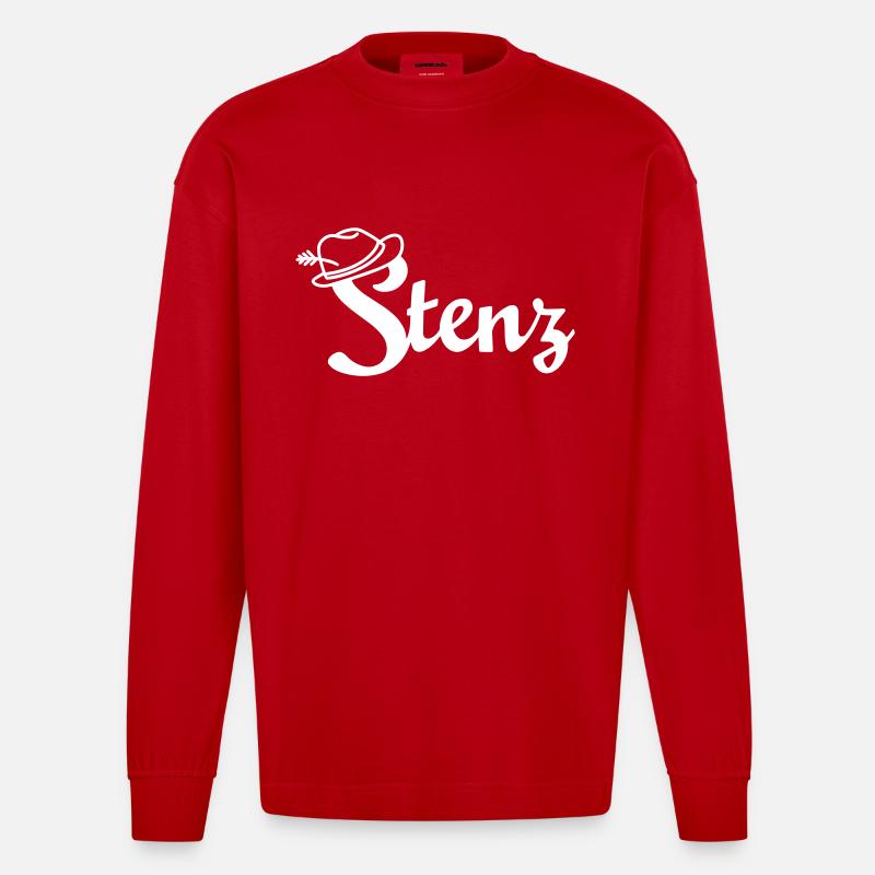 stenz weiss - Heavyweight Oversized Organic Langarmshirt Made in EU - Rot