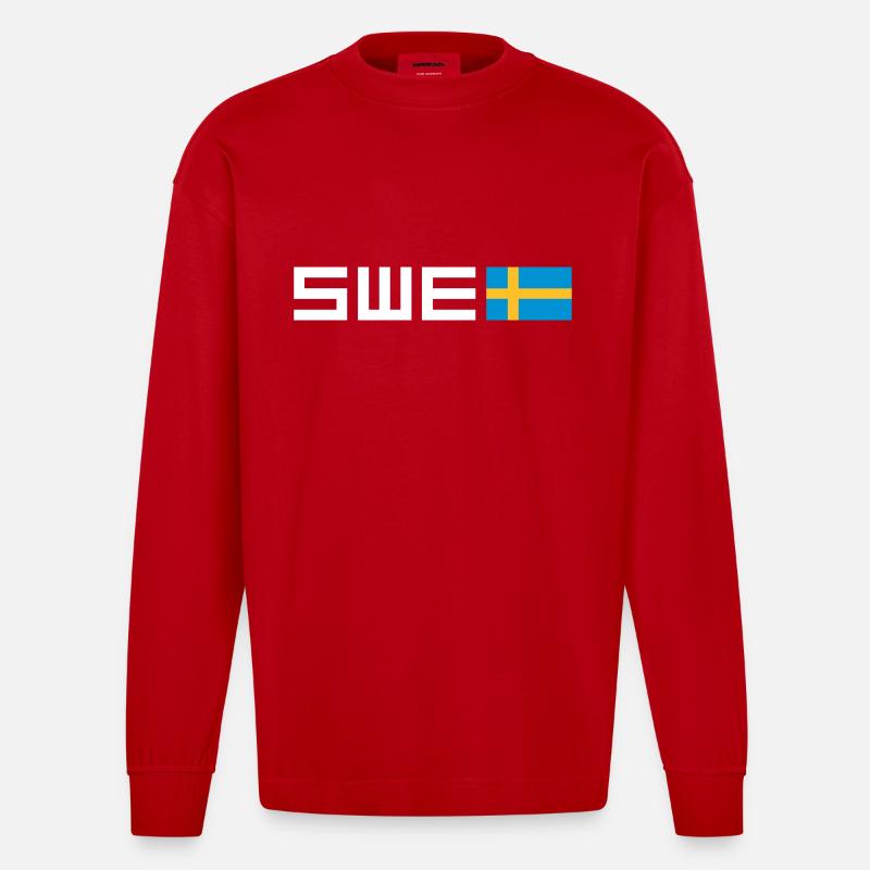 Sweden - Heavyweight Oversized Organic Longsleeve Shirt Made in EU - red
