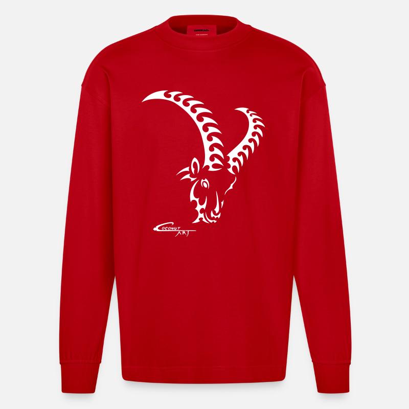 Sternzeichen Steinbock - Heavyweight Oversized Organic Langarmshirt Made in EU - Rot