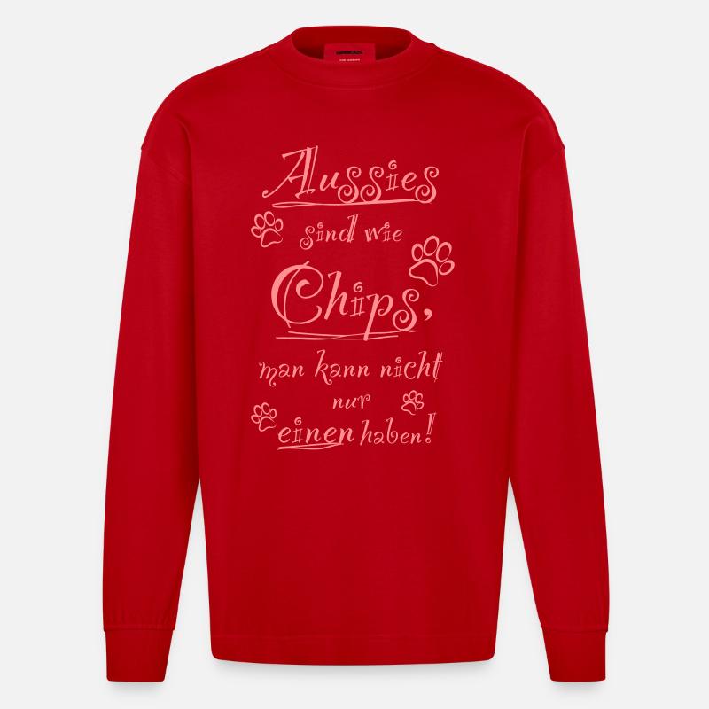 Aussie Chips - Heavyweight Oversized Organic Langarmshirt Made in EU - Rot