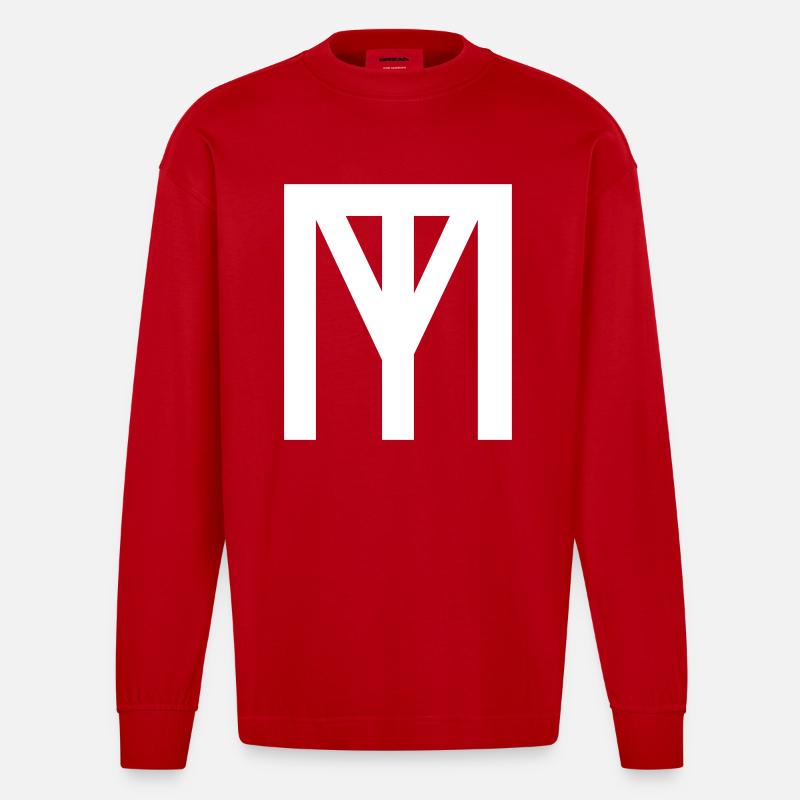 TM MT Logo Vektor - Heavyweight Oversized Organic Langarmshirt Made in EU - Rot
