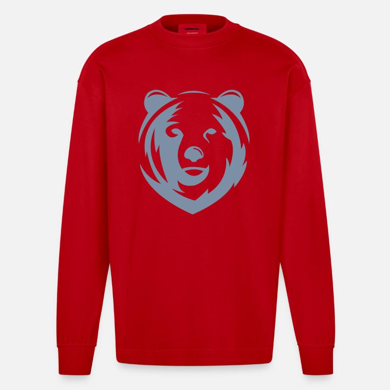 ours - Manches longues bio épais oversize fabriqué en UE - rouge