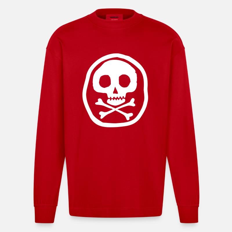 Schädel & Knochen - Heavyweight Oversized Organic Langarmshirt Made in EU - Rot