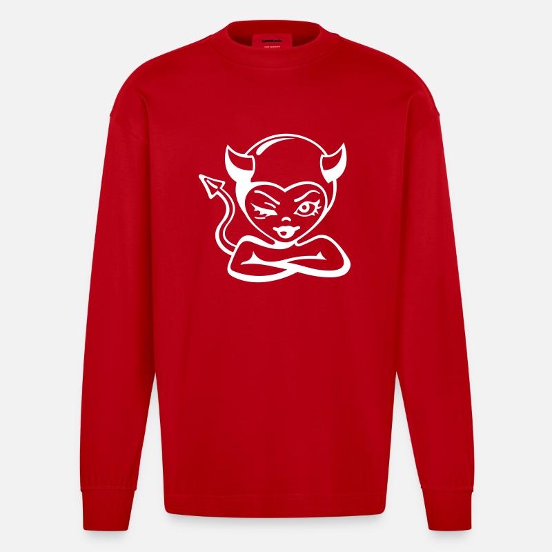 Teufelsweib - Teufelchen - Heavyweight Oversized Organic Langarmshirt Made in EU - Rot