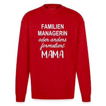 Beste Mama Managerin Mutter Organisation Familie - Heavyweight Oversized Organic Langarmshirt Made in EU - Rot - Vorne