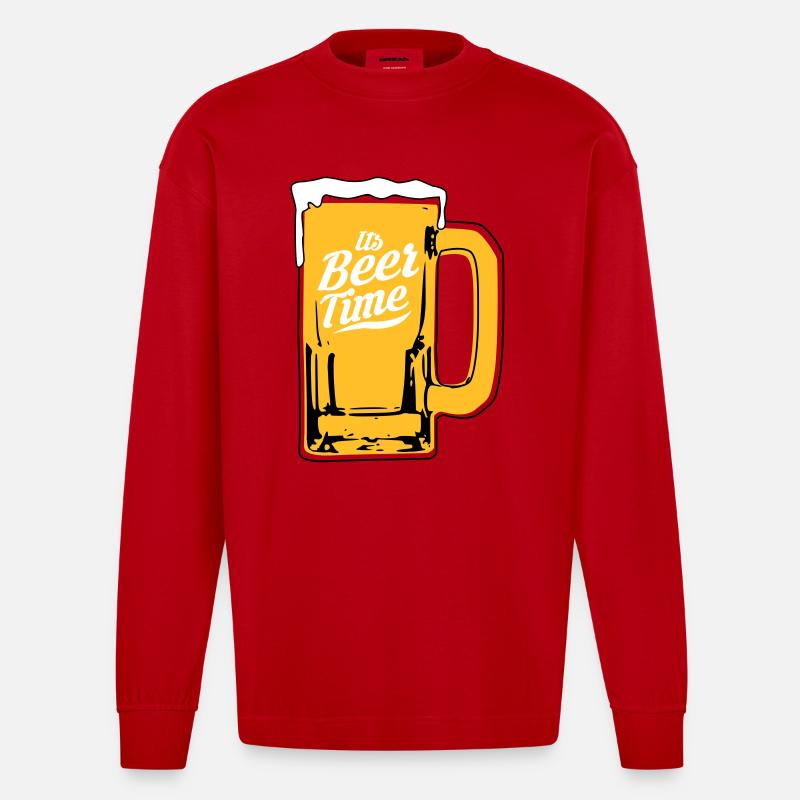 Bier Design - Heavyweight Oversized Organic Langarmshirt Made in EU - Rot