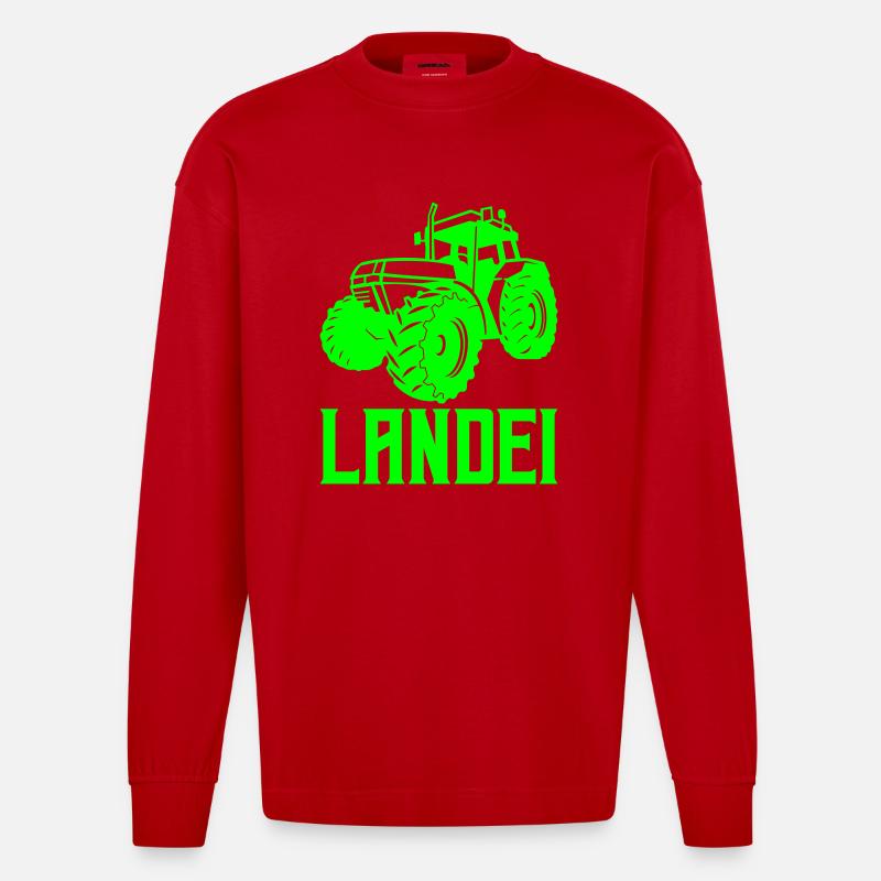 traktor landei 1 - Heavyweight Oversized Organic Langarmshirt Made in EU - Rot