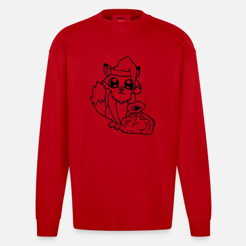 Fuchs Rotfuchs Weihnachtsmann Weihnachten Geschenk - Heavyweight Oversized Organic Langarmshirt Made in EU - Rot