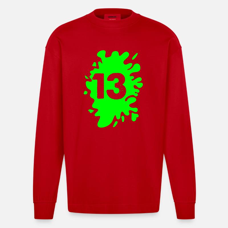 Klecks 13 - Heavyweight Oversized Organic Langarmshirt Made in EU - Rot