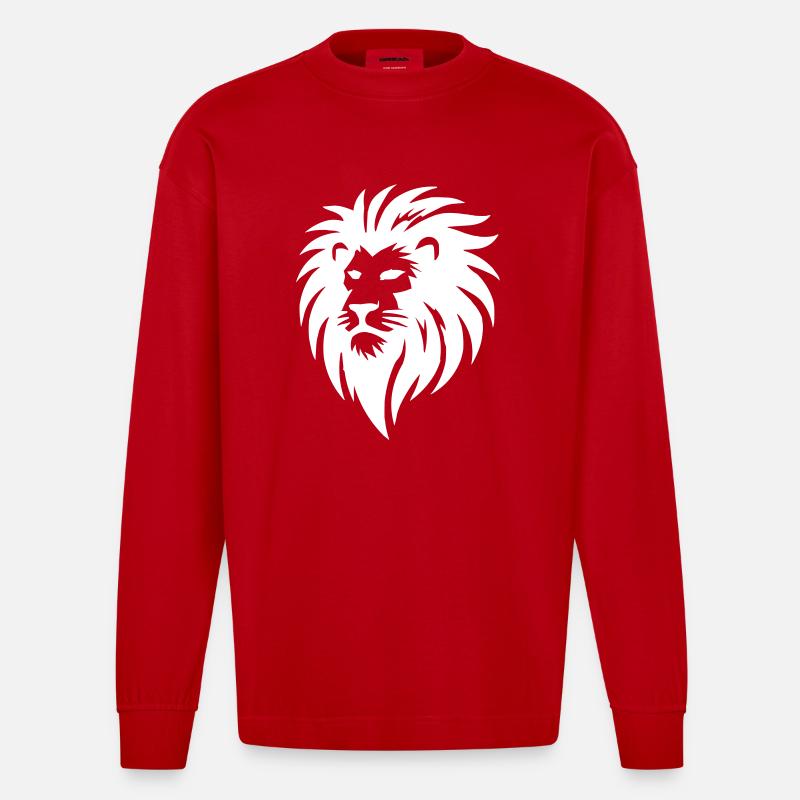 löwe - Heavyweight Oversized Organic Langarmshirt Made in EU - Rot
