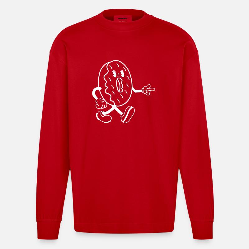 Donut Comic - Heavyweight Oversized Organic Langarmshirt Made in EU - Rot