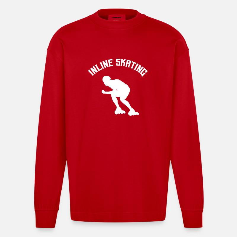 Inline Skating - Heavyweight Oversized Organic Longsleeve Shirt Made in EU - red