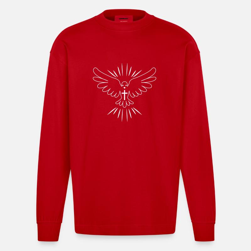 holy ghost - Heavyweight Oversized Organic Langarmshirt Made in EU - Rot