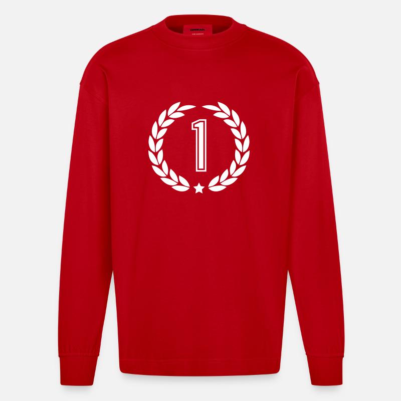 Couronne de laurier 1 - Manches longues bio épais oversize fabriqué en UE - rouge