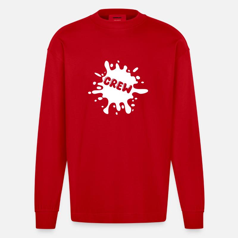 crew klecks splatter - Heavyweight Oversized Organic Langarmshirt Made in EU - Rot