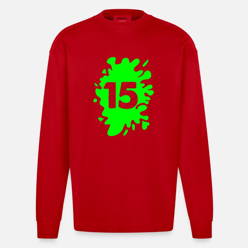 klecks 15 - Heavyweight Oversized Organic Langarmshirt Made in EU - Rot