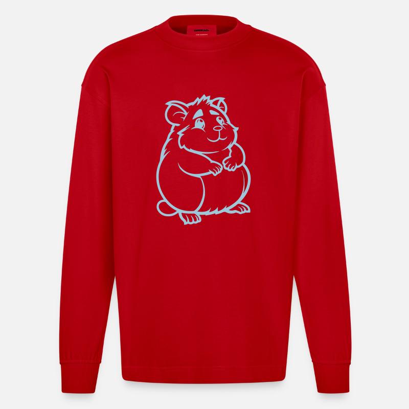 hamster comic tier - Heavyweight Oversized Organic Langarmshirt Made in EU - Rot