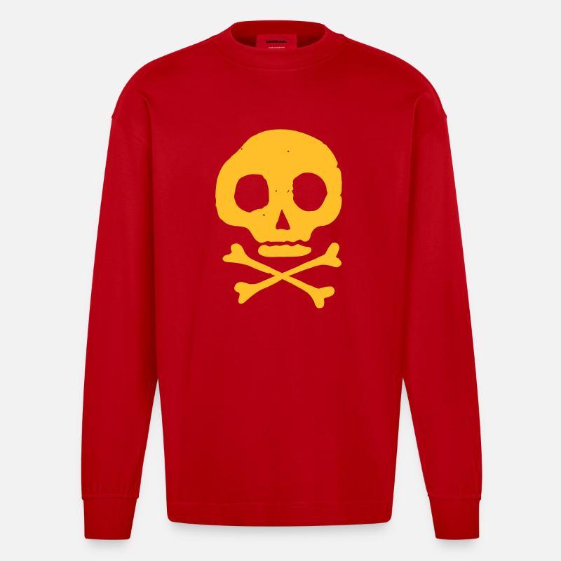 Schädel & Knochen - Heavyweight Oversized Organic Langarmshirt Made in EU - Rot