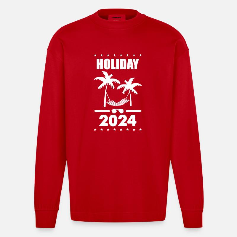 Vacances 2024 - Manches longues bio épais oversize fabriqué en UE - rouge