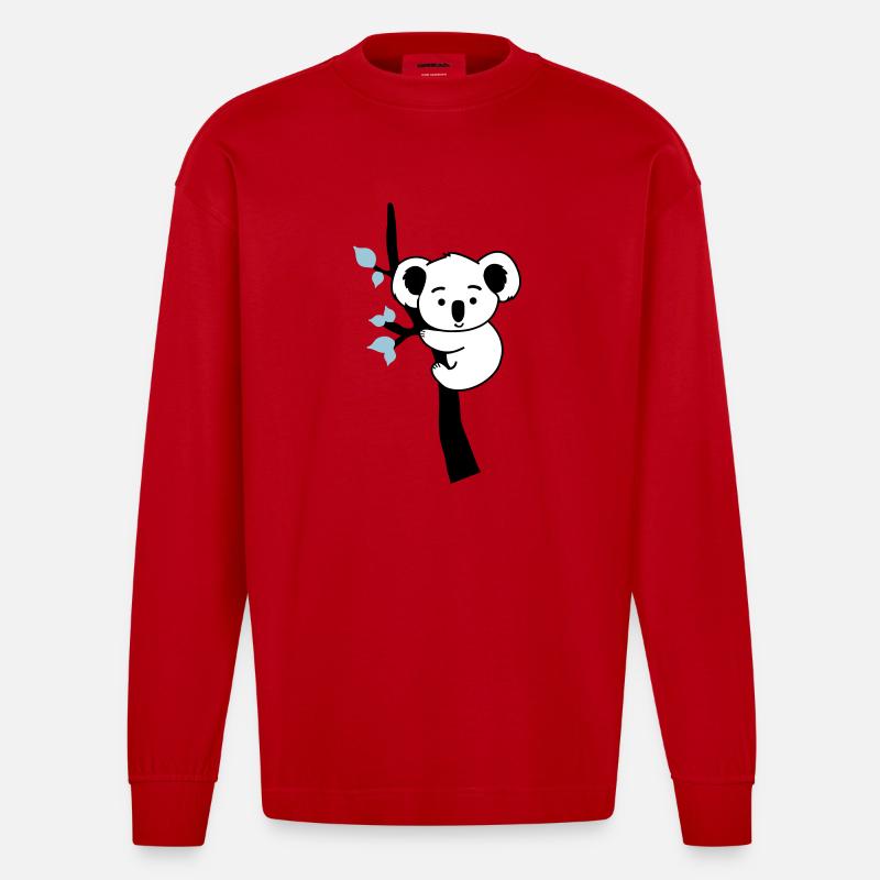 koalabär comic baum - Heavyweight Oversized Organic Langarmshirt Made in EU - Rot