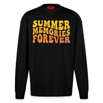 Summer Memories Grafik - Heavyweight Oversized Organic Langarmshirt Made in EU - SOLID BLACK - Vorne