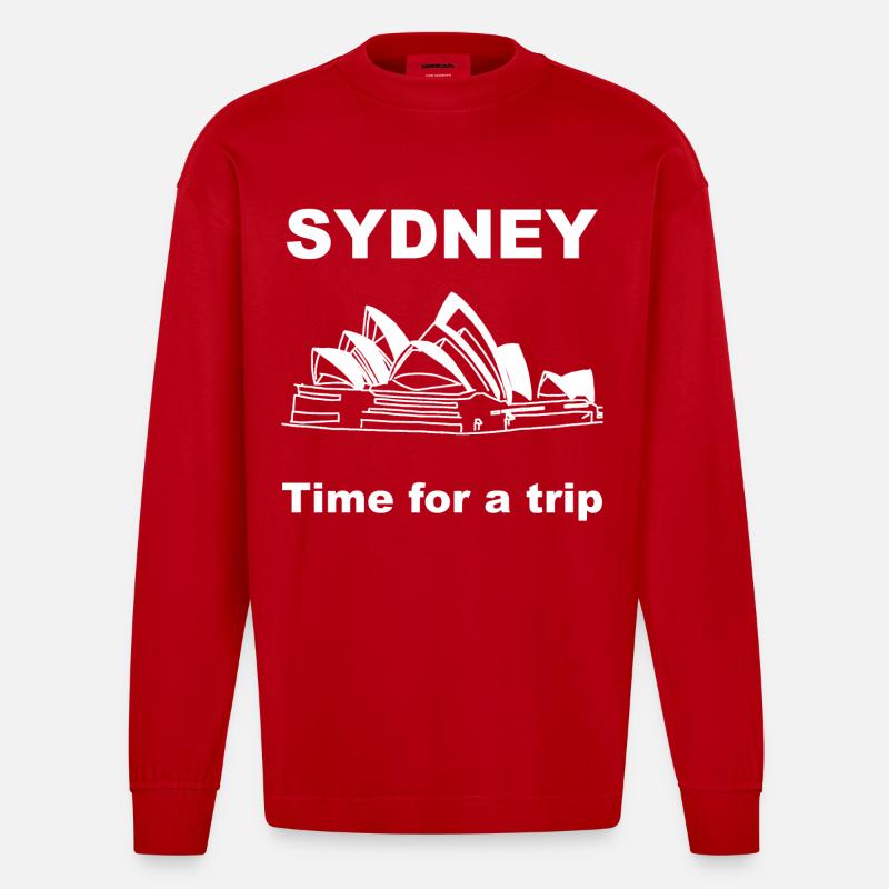 Sydney Opera House - Heavyweight Oversized Organic Langarmshirt Made in EU - Rot